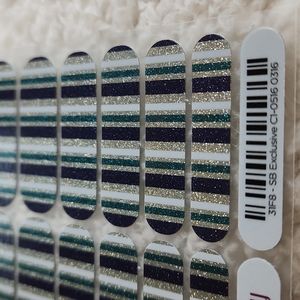 Jamberry nail wraps,SB Exclusive, Glitter Stripes, full sheet silver blue white